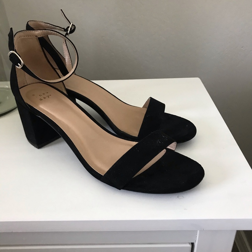 Black ankle strap high heels